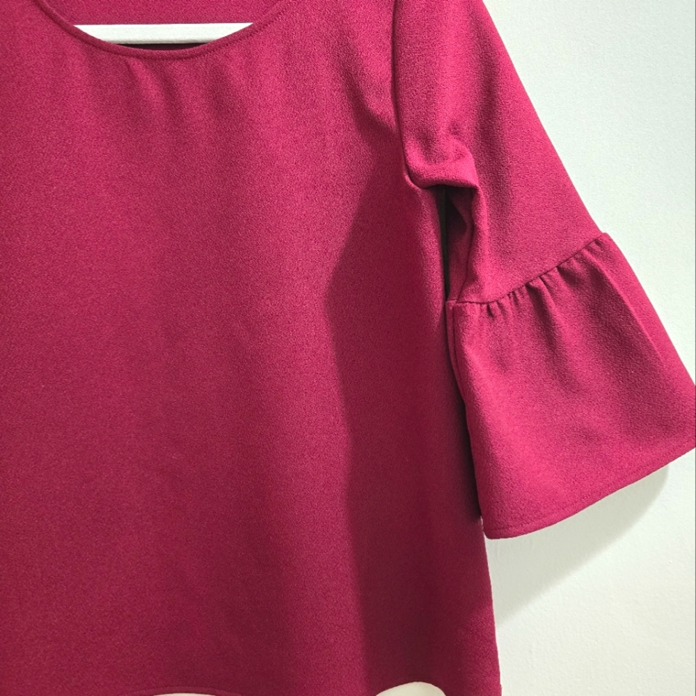 Burgundy Bell Sleeve Top Size S - Picture 3 of 10